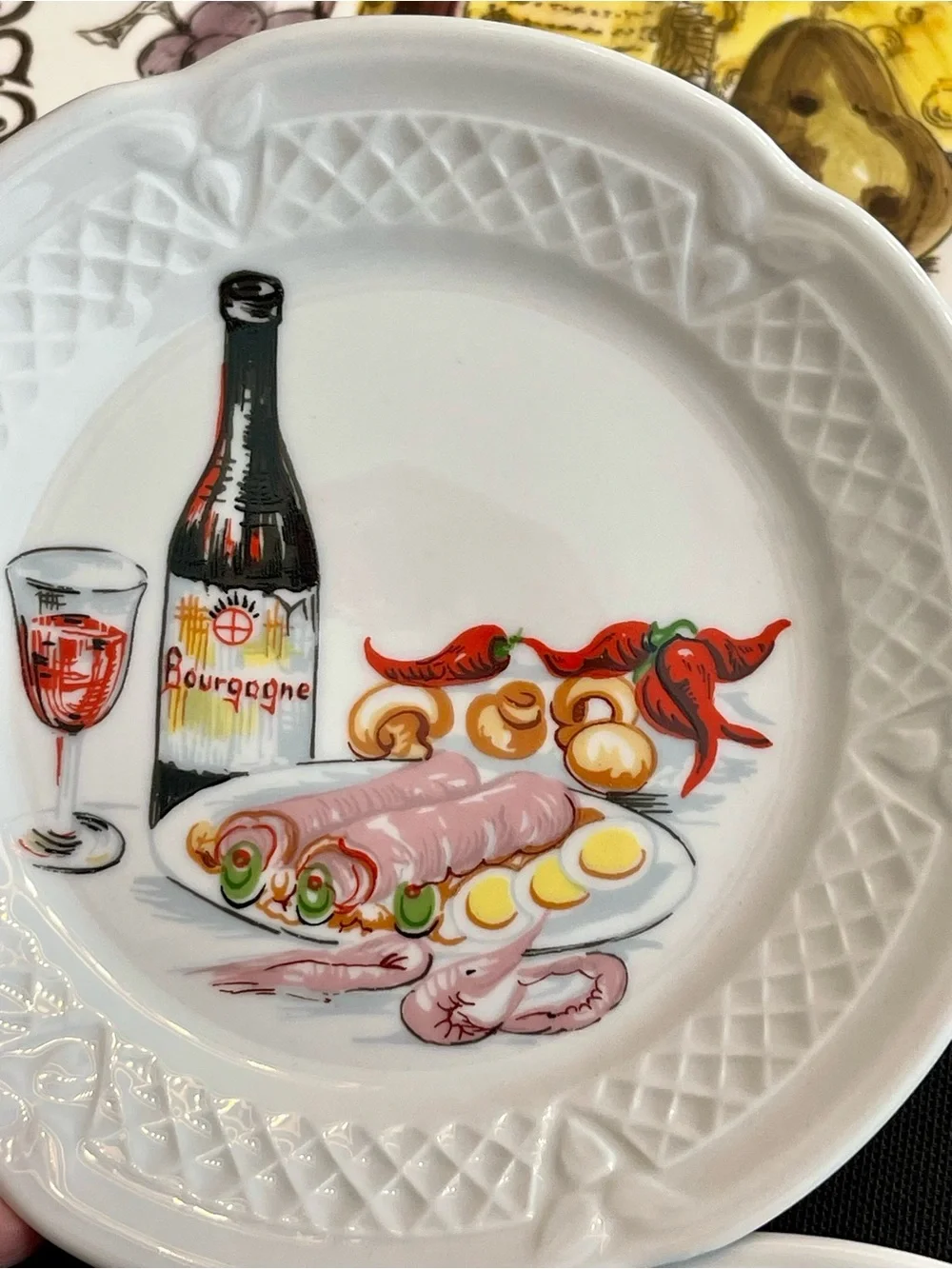 7 Piece VTG French Limoges & Shafford Wine & Cheese Plate Wall Gallery Bundle